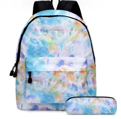 Wholesale Tie-Dyed Polyester Student Bags with Small Pencil Bag Waterproof Backpack